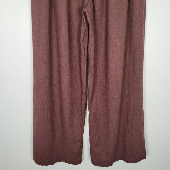 Abercrombie & Fitch Size S Short Linen Blend Ultra Wide Leg Pant Pull On Brown - Picture 10 of 14